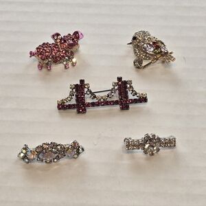 Brooch Rhinestone Vintage 5 Piece Bundle